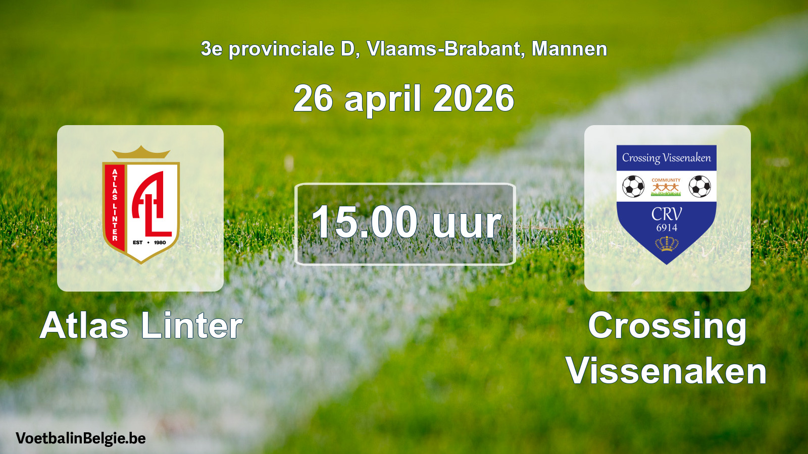 Scheduled match men football: Atlas Linter - Crossing Vissenaken (26 April 2026)