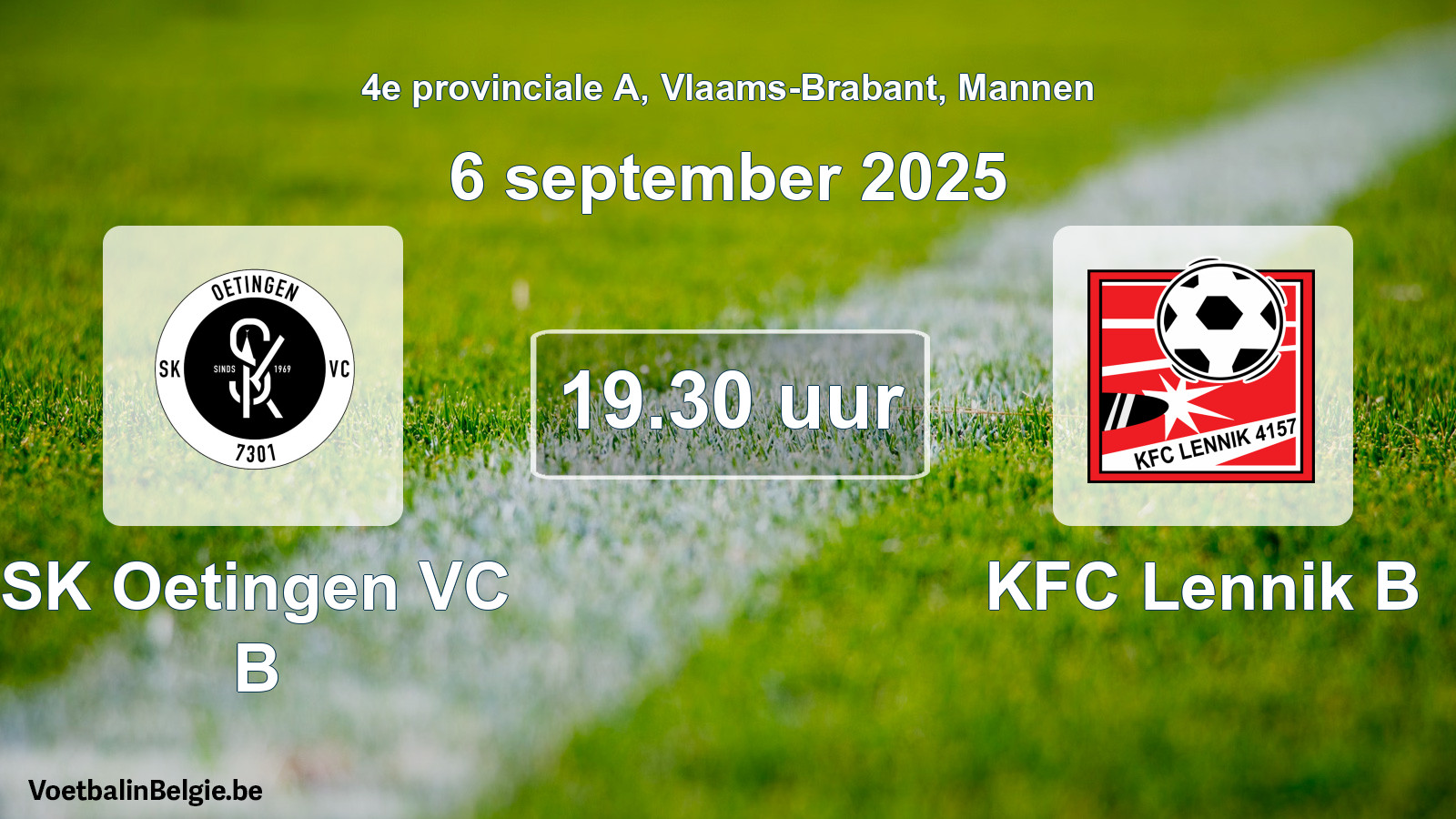 Scheduled match men football: SK Oetingen VC B - KFC Lennik B (6 September 2025)