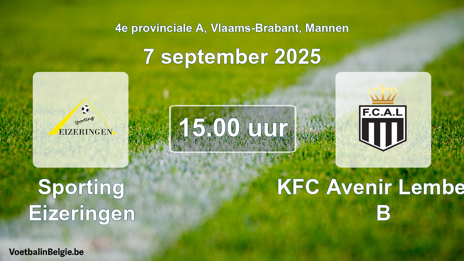 Scheduled match men football: Sporting Eizeringen - KFC Avenir Lembeek B (7 September 2025)