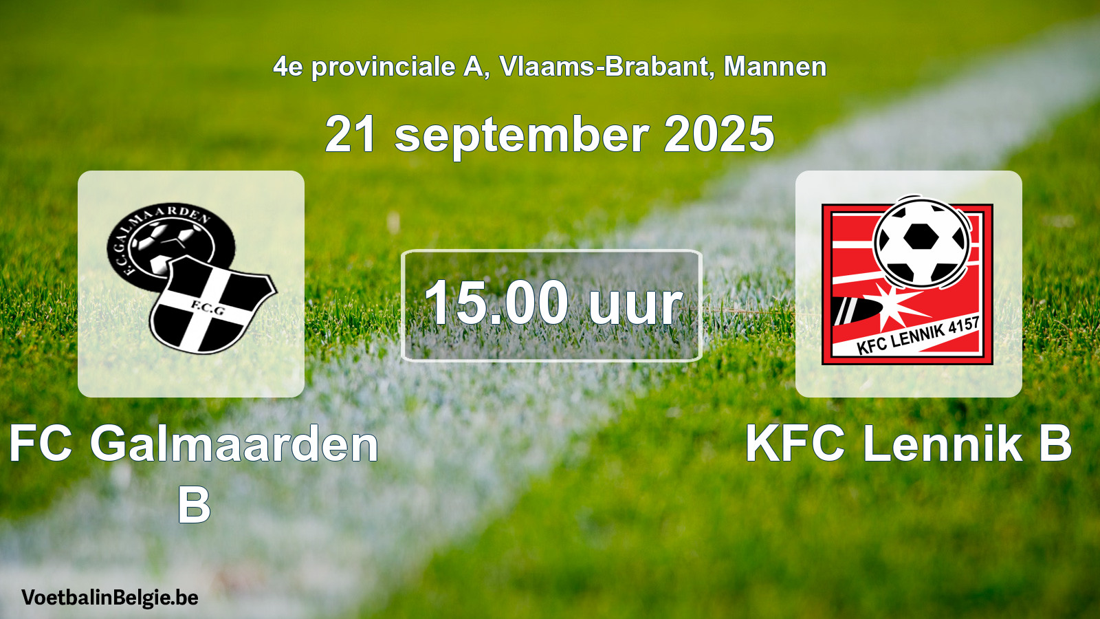 Geplande wedstrijd mannenvoetbal: FC Galmaarden B - KFC Lennik B (21 september 2025)