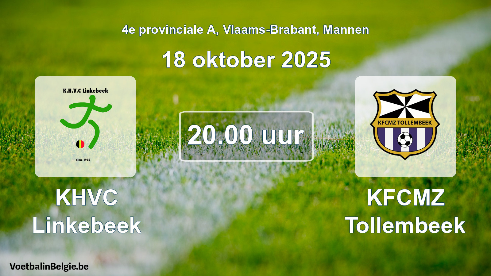 Scheduled match men football: KHVC Linkebeek - KFCMZ Tollembeek (18 October 2025)