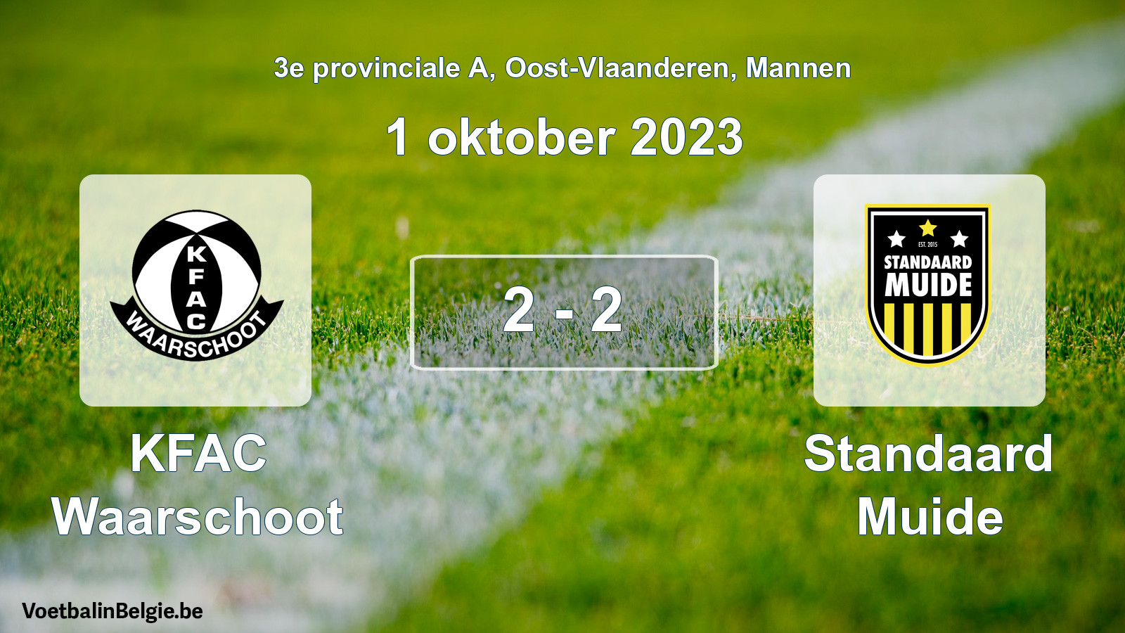 Gespeelde wedstrijd mannenvoetbal: KFAC Waarschoot - Standaard Muide 2 - 2 (1 oktober 2023)