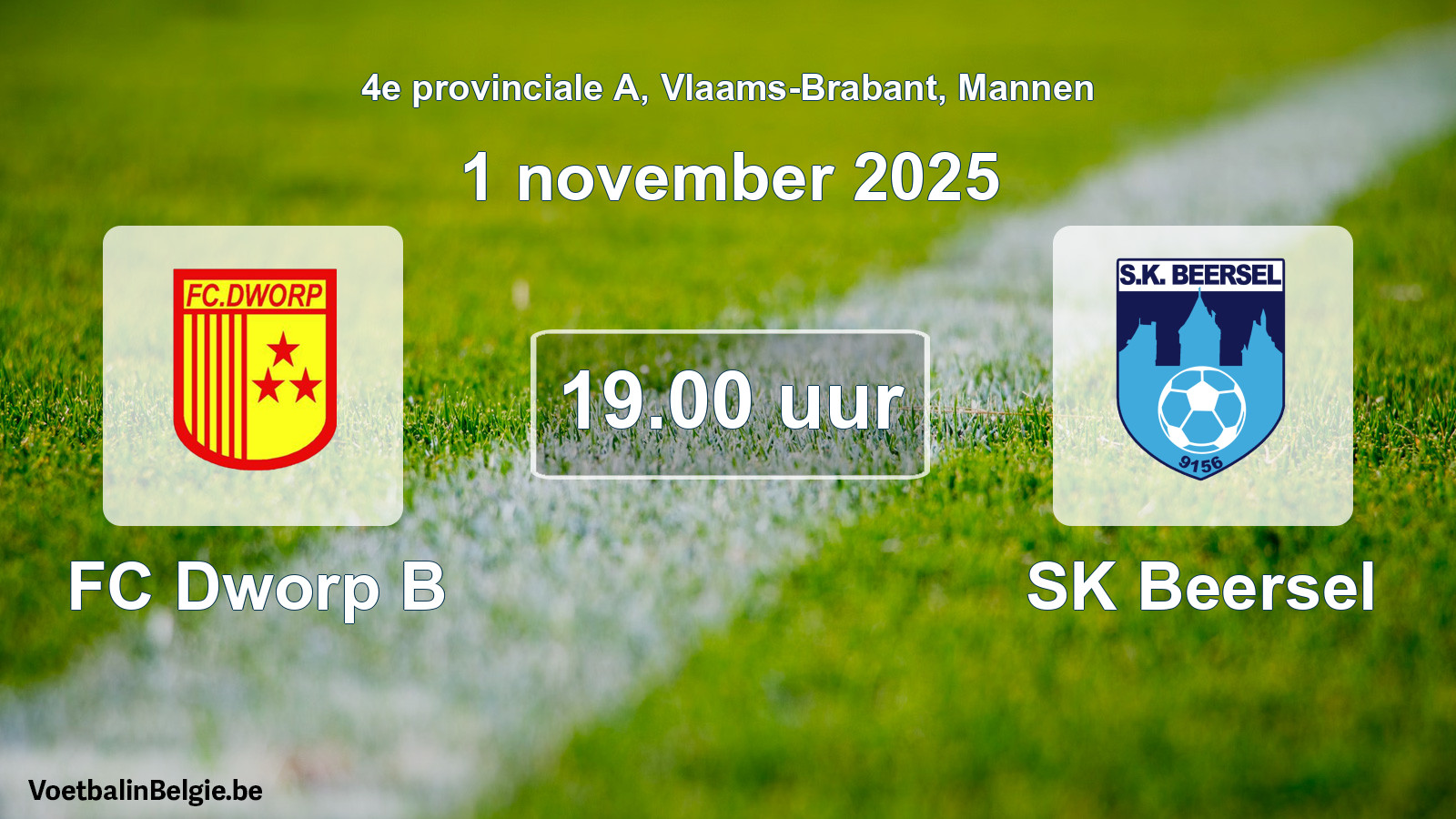 Scheduled match men football: FC Dworp B - SK Beersel (1 November 2025)