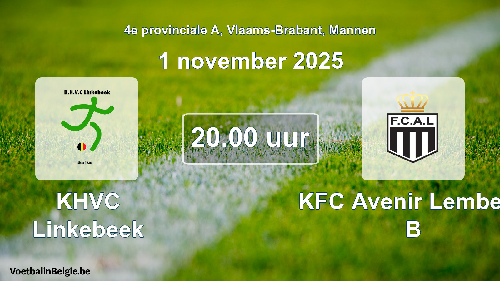 Scheduled match men football: KHVC Linkebeek - KFC Avenir Lembeek B (1 November 2025)