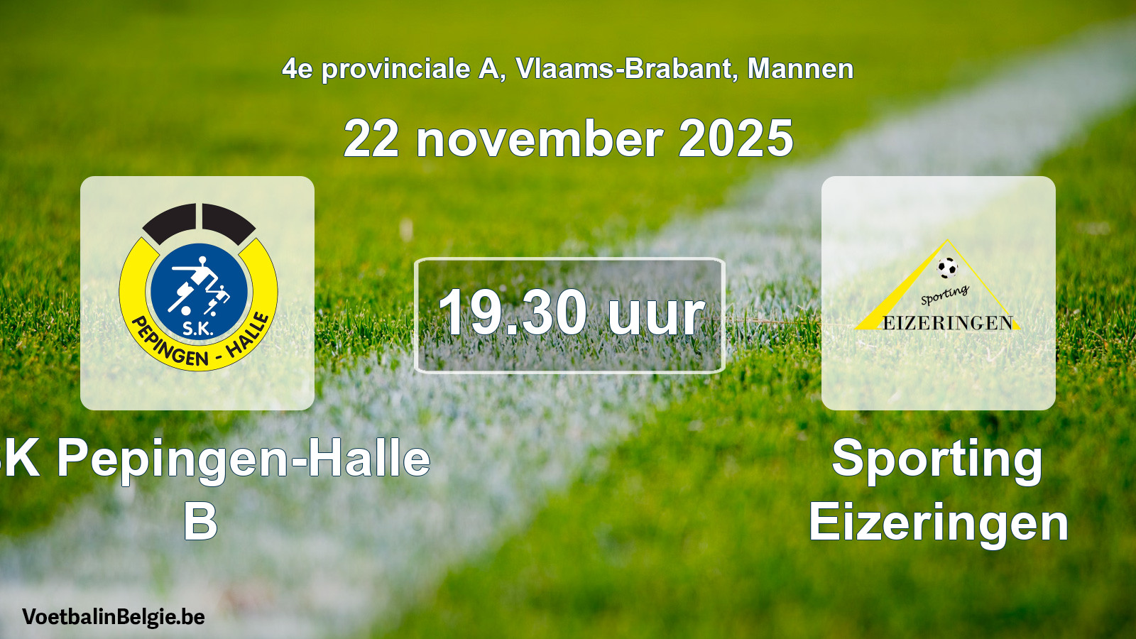 Geplande wedstrijd mannenvoetbal: SK Pepingen-Halle B - Sporting Eizeringen (22 november 2025)
