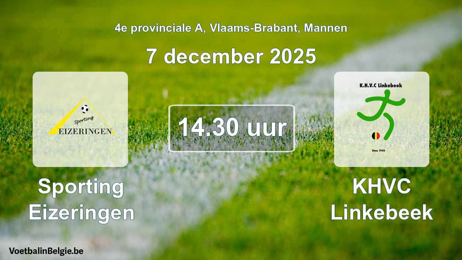 Scheduled match men football: Sporting Eizeringen - KHVC Linkebeek (7 December 2025)