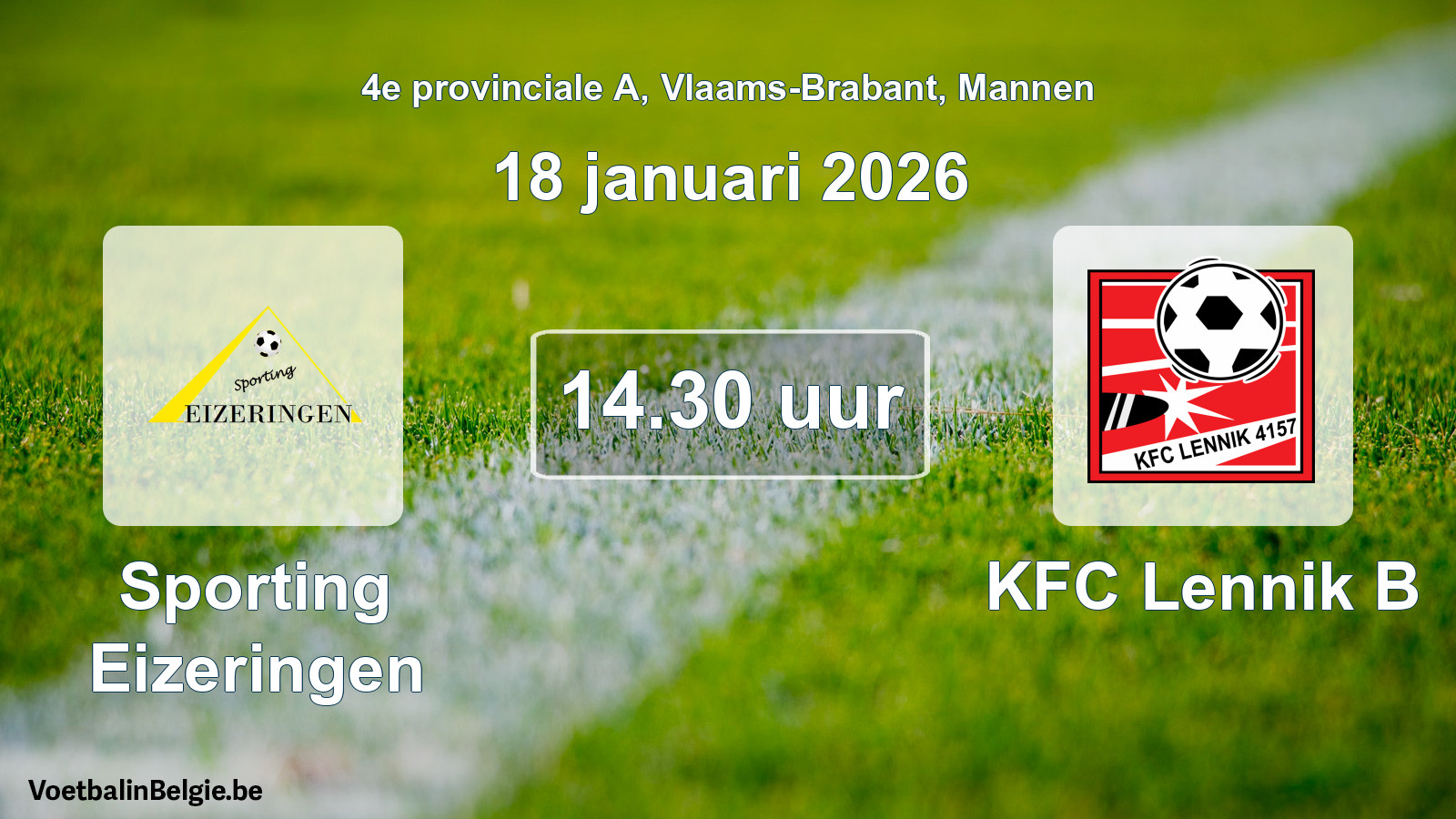 Scheduled match men football: Sporting Eizeringen - KFC Lennik B (18 January 2026)