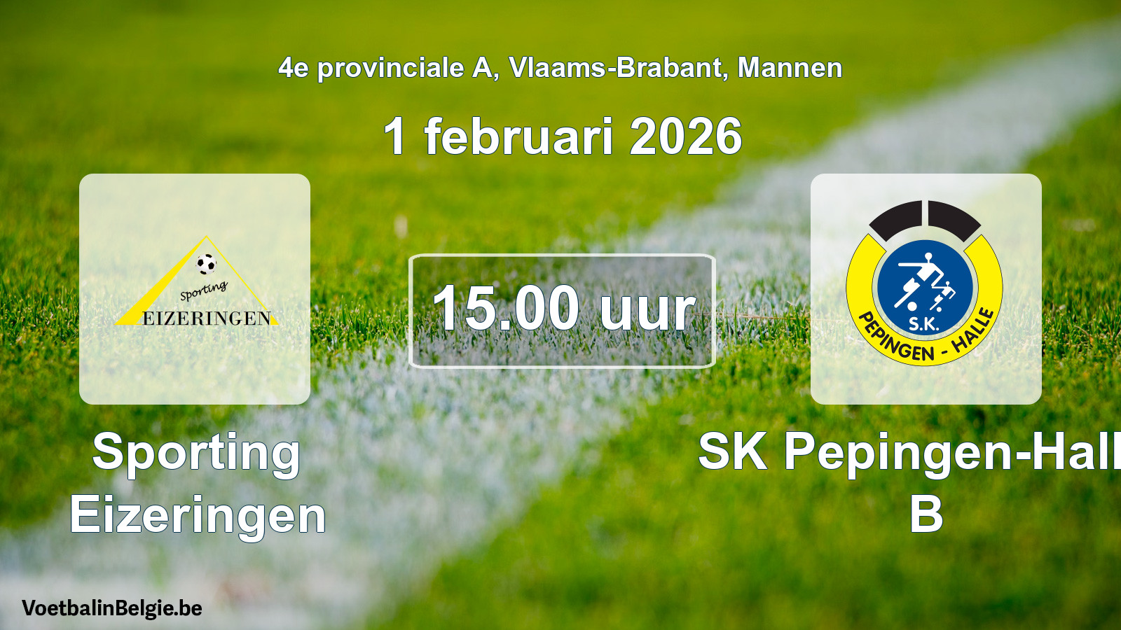 Scheduled match men football: Sporting Eizeringen - SK Pepingen-Halle B (1 February 2026)