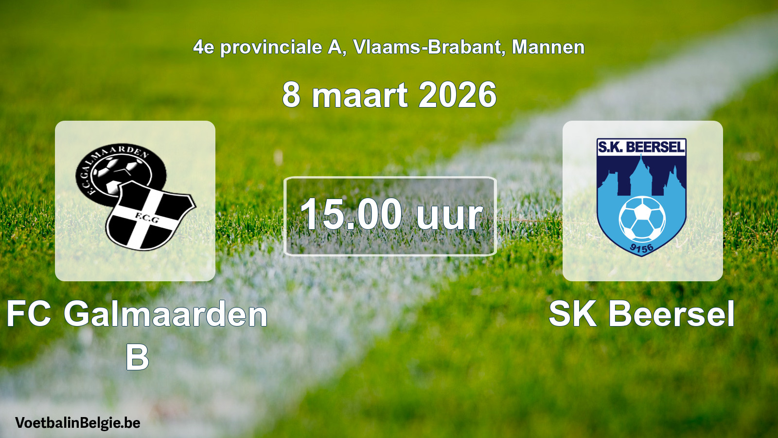 Geplantes Spiel männer-Fußball: FC Galmaarden B - SK Beersel (8 März 2026)