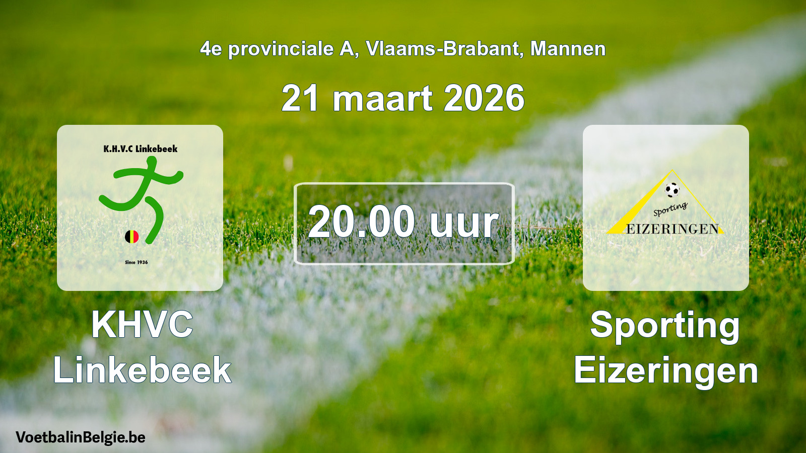 Scheduled match men football: KHVC Linkebeek - Sporting Eizeringen (21 March 2026)
