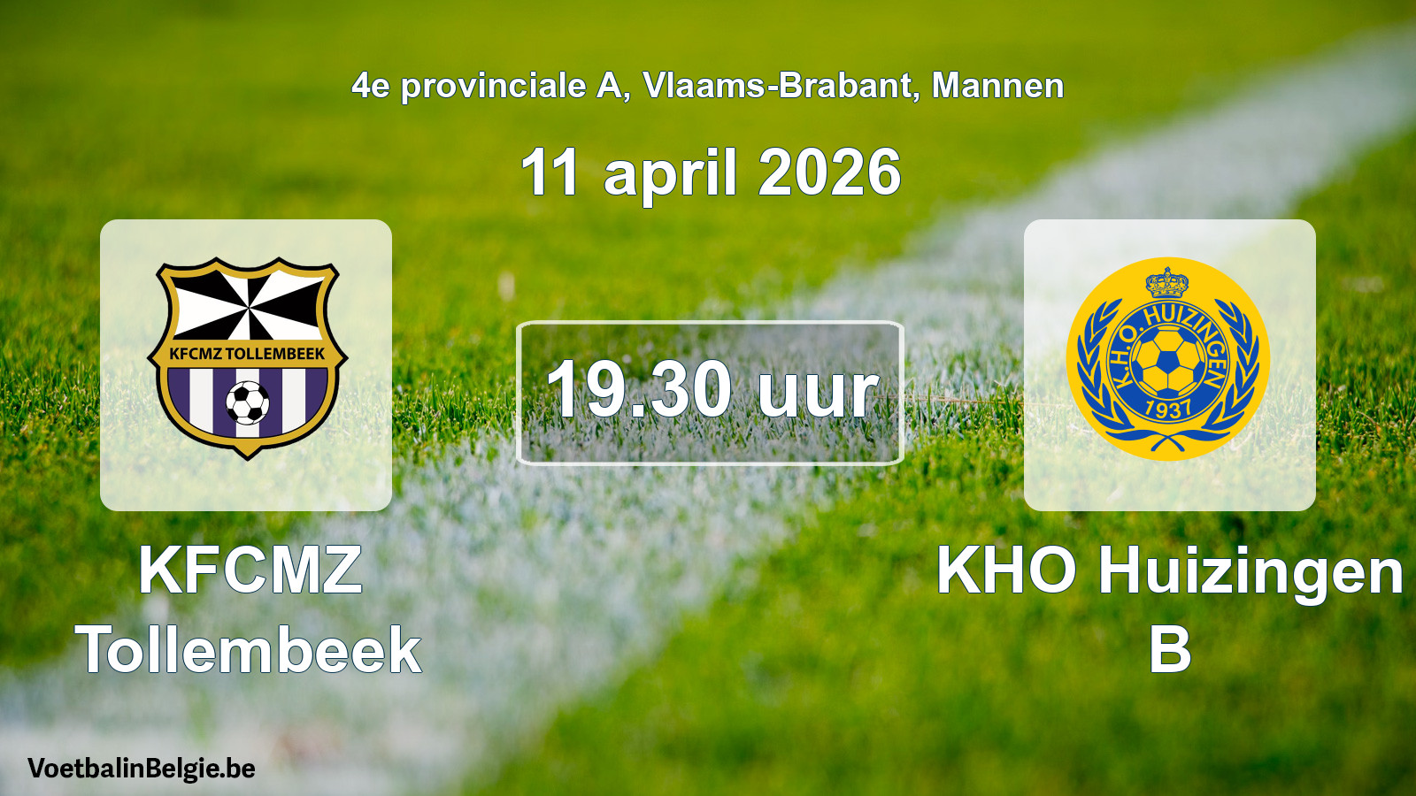 Scheduled match men football: KFCMZ Tollembeek - KHO Huizingen B (11 April 2026)