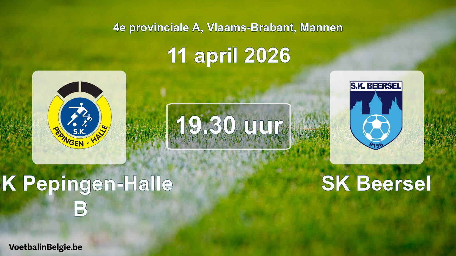 Geplantes Spiel männer-Fußball: SK Pepingen-Halle B - SK Beersel (11 April 2026)