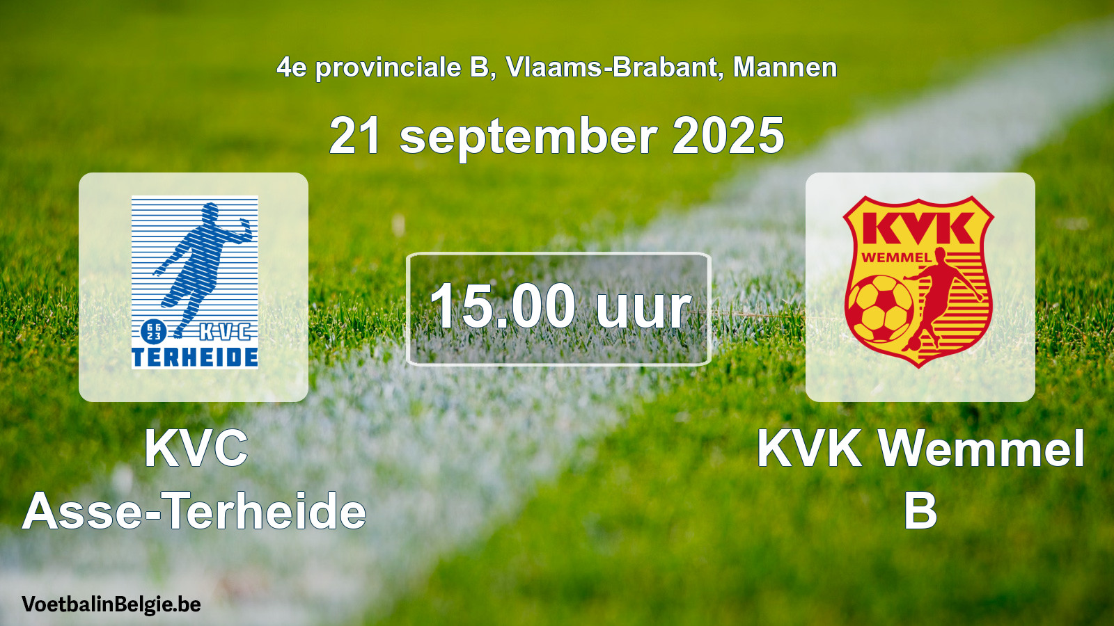 Scheduled match men football: KVC Asse-Terheide - KVK Wemmel B (21 September 2025)