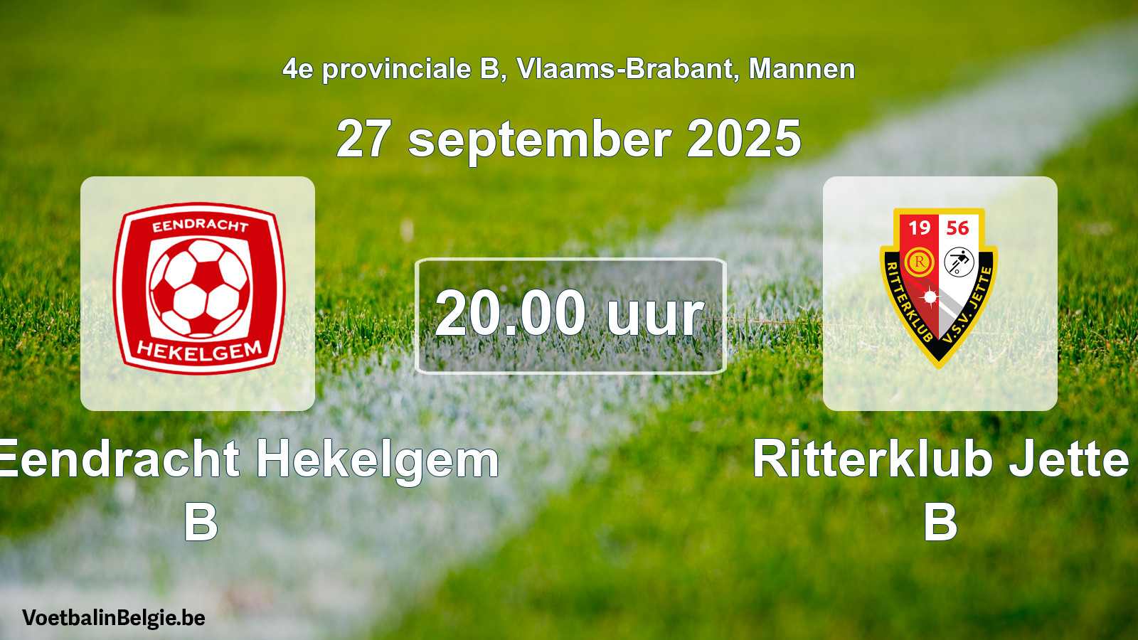 Scheduled match men football: FC Eendracht Hekelgem B - Ritterklub Jette B (27 September 2025)