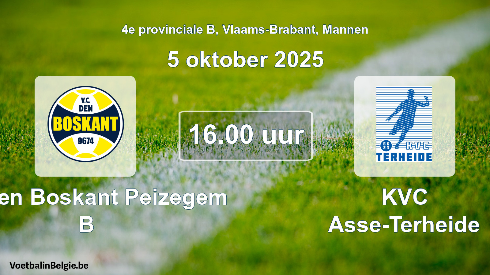 Scheduled match men football: VC Den Boskant Peizegem B - KVC Asse-Terheide (5 October 2025)