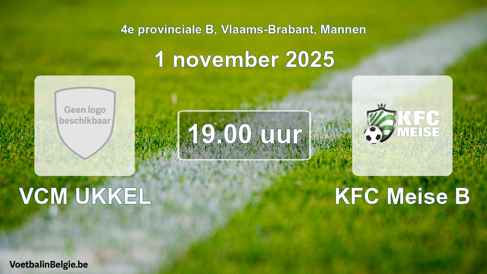 Scheduled match men football: VCM UKKEL - KFC Meise B (1 November 2025)