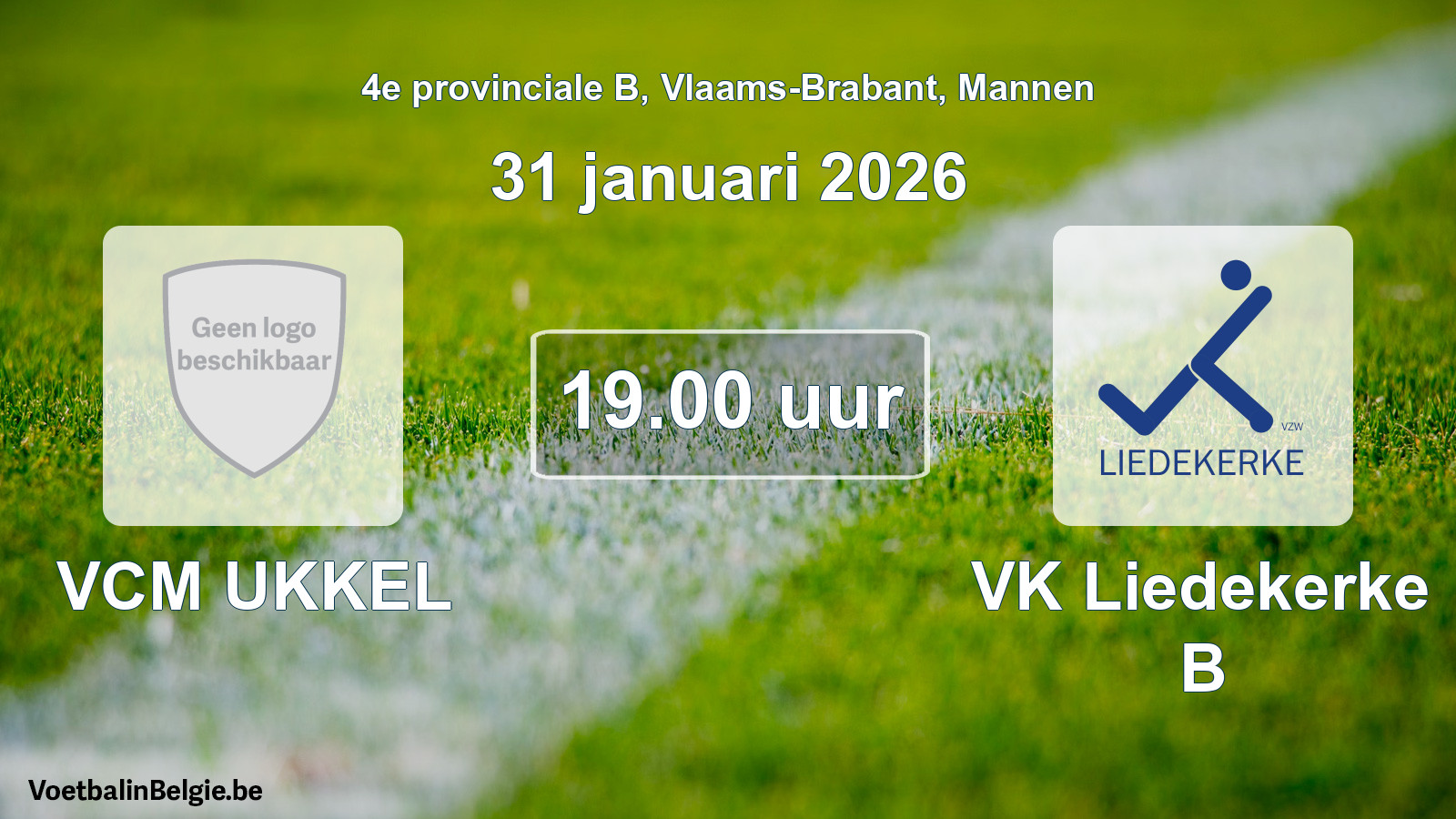 Scheduled match men football: VCM UKKEL - VK Liedekerke B (31 January 2026)