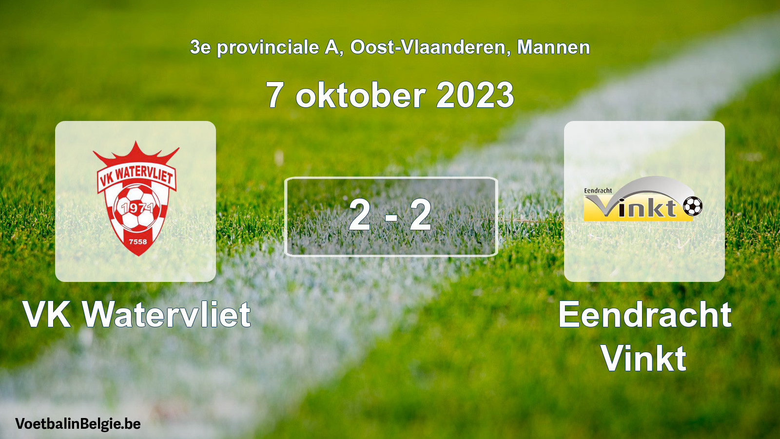 Gespeelde wedstrijd mannenvoetbal: VK Watervliet - Eendracht Vinkt 2 - 2 (7 oktober 2023)