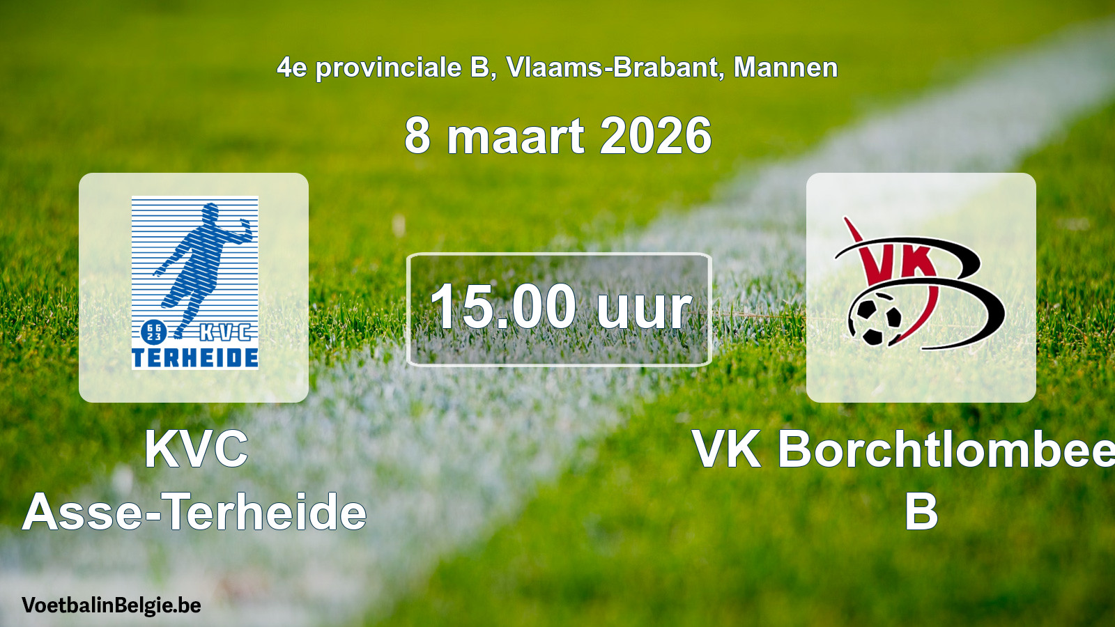 Scheduled match men football: KVC Asse-Terheide - VK Borchtlombeek B (8 March 2026)