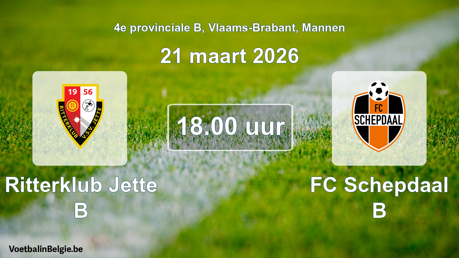 Scheduled match men football: Ritterklub Jette B - FC Schepdaal B (21 March 2026)