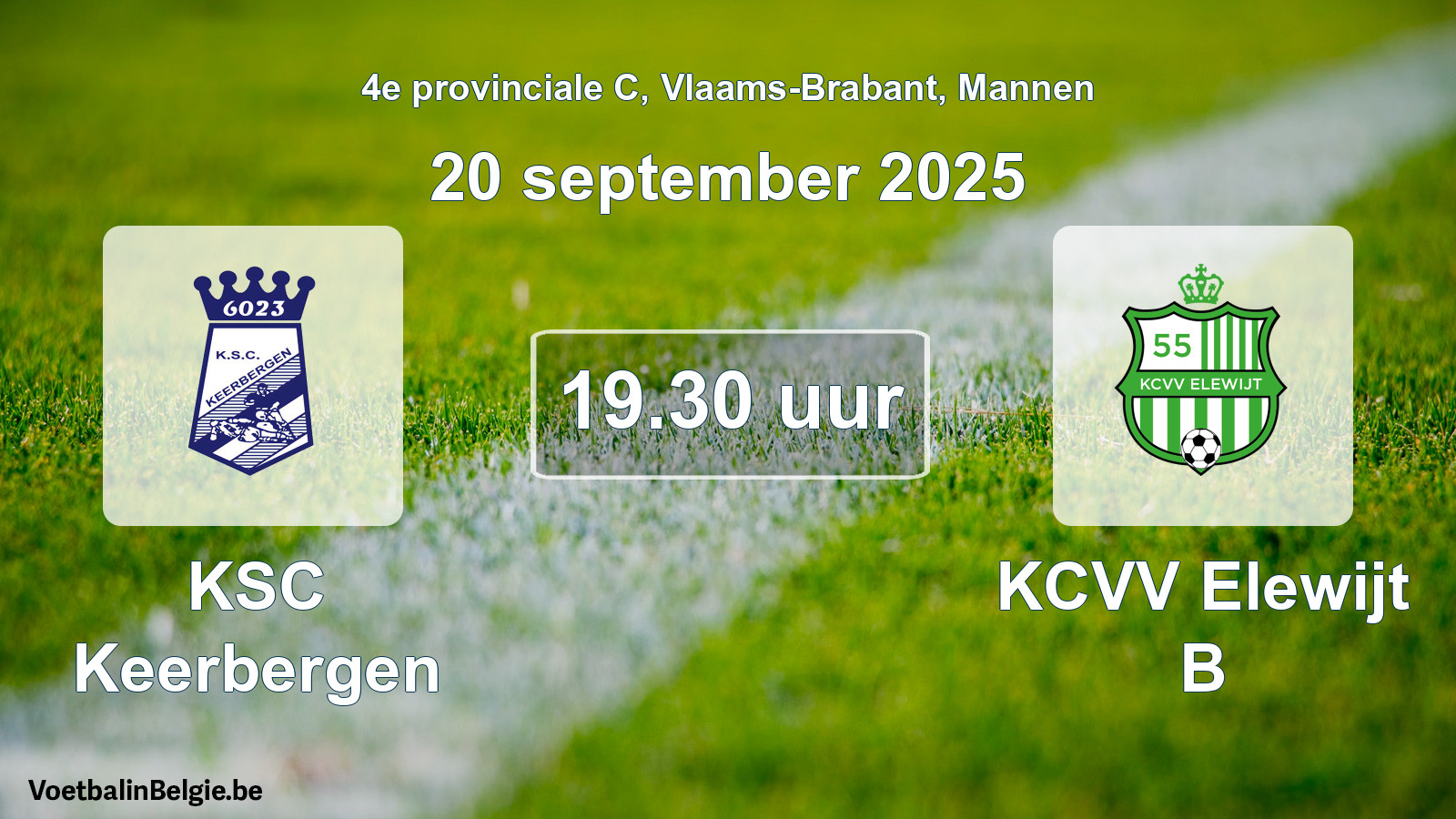 Scheduled match men football: KSC Keerbergen - KCVV Elewijt B (20 September 2025)