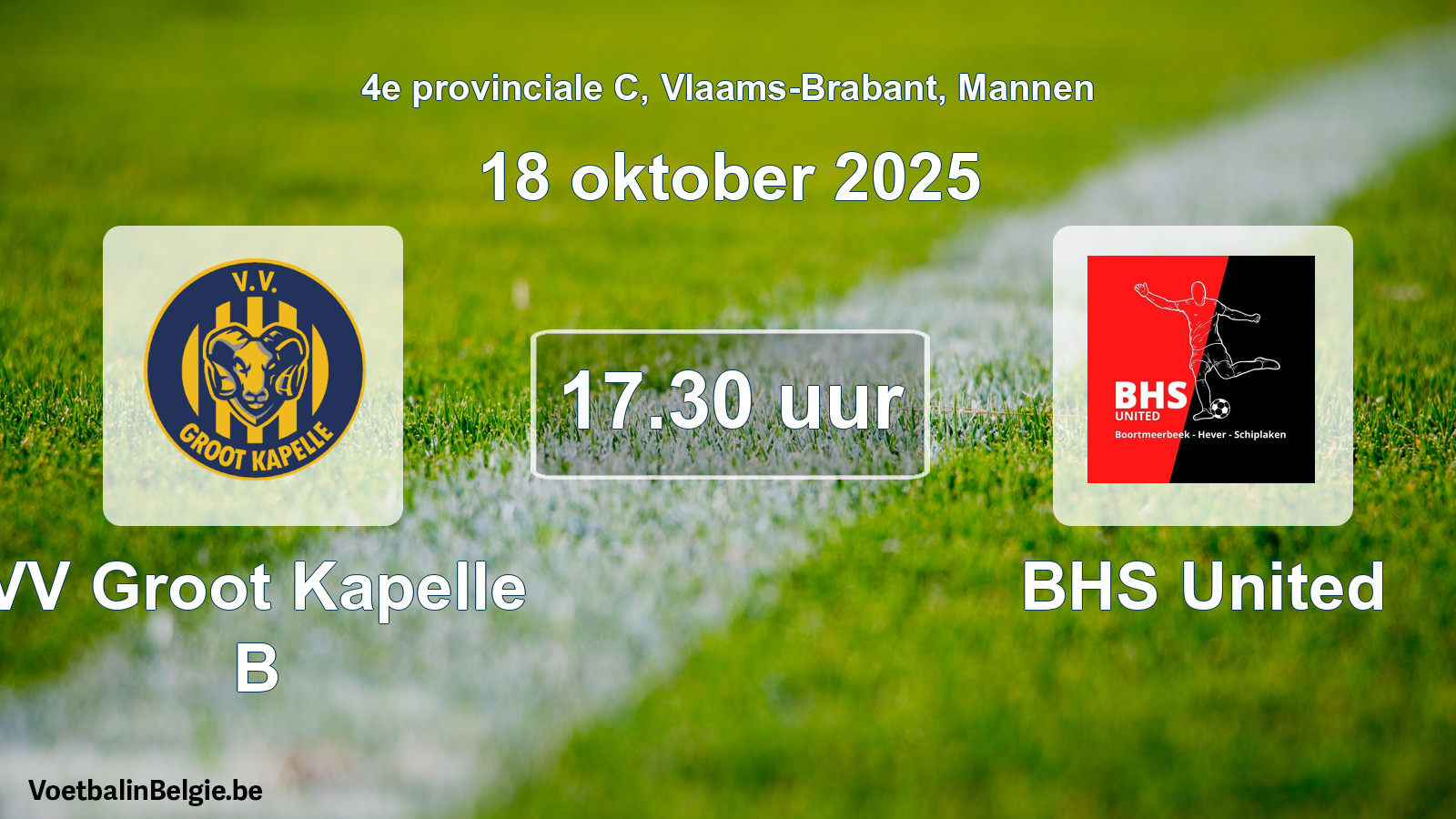 Scheduled match men football: VV Groot Kapelle B - BHS United (18 October 2025)