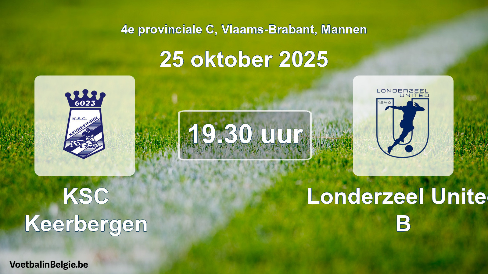 Geplande wedstrijd mannenvoetbal: KSC Keerbergen - Londerzeel United B (25 oktober 2025)