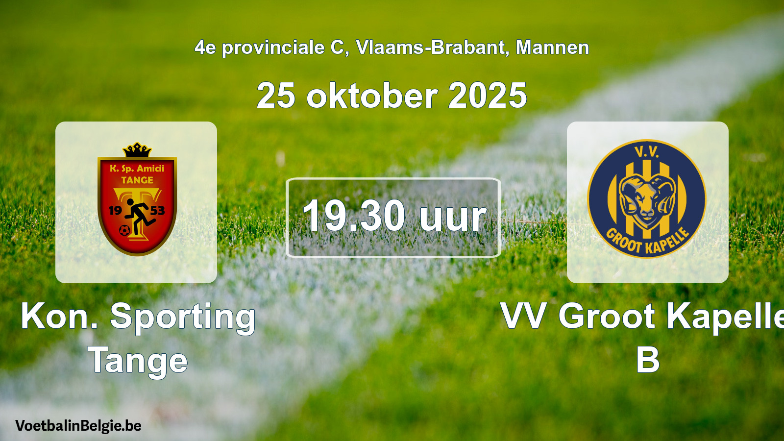 Scheduled match men football: Kon. Sporting Tange - VV Groot Kapelle B (25 October 2025)