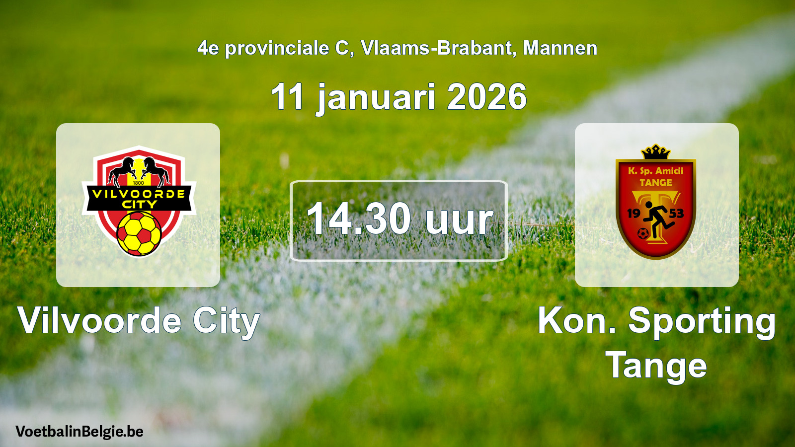 Geplande wedstrijd mannenvoetbal: Vilvoorde City - Kon. Sporting Tange (11 januari 2026)