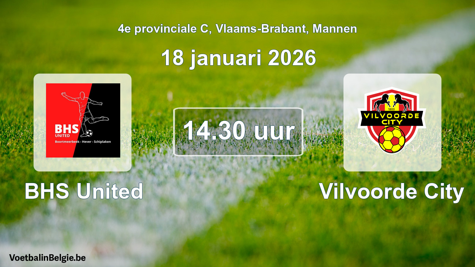 Geplantes Spiel männer-Fußball: BHS United - Vilvoorde City (18 Januar 2026)