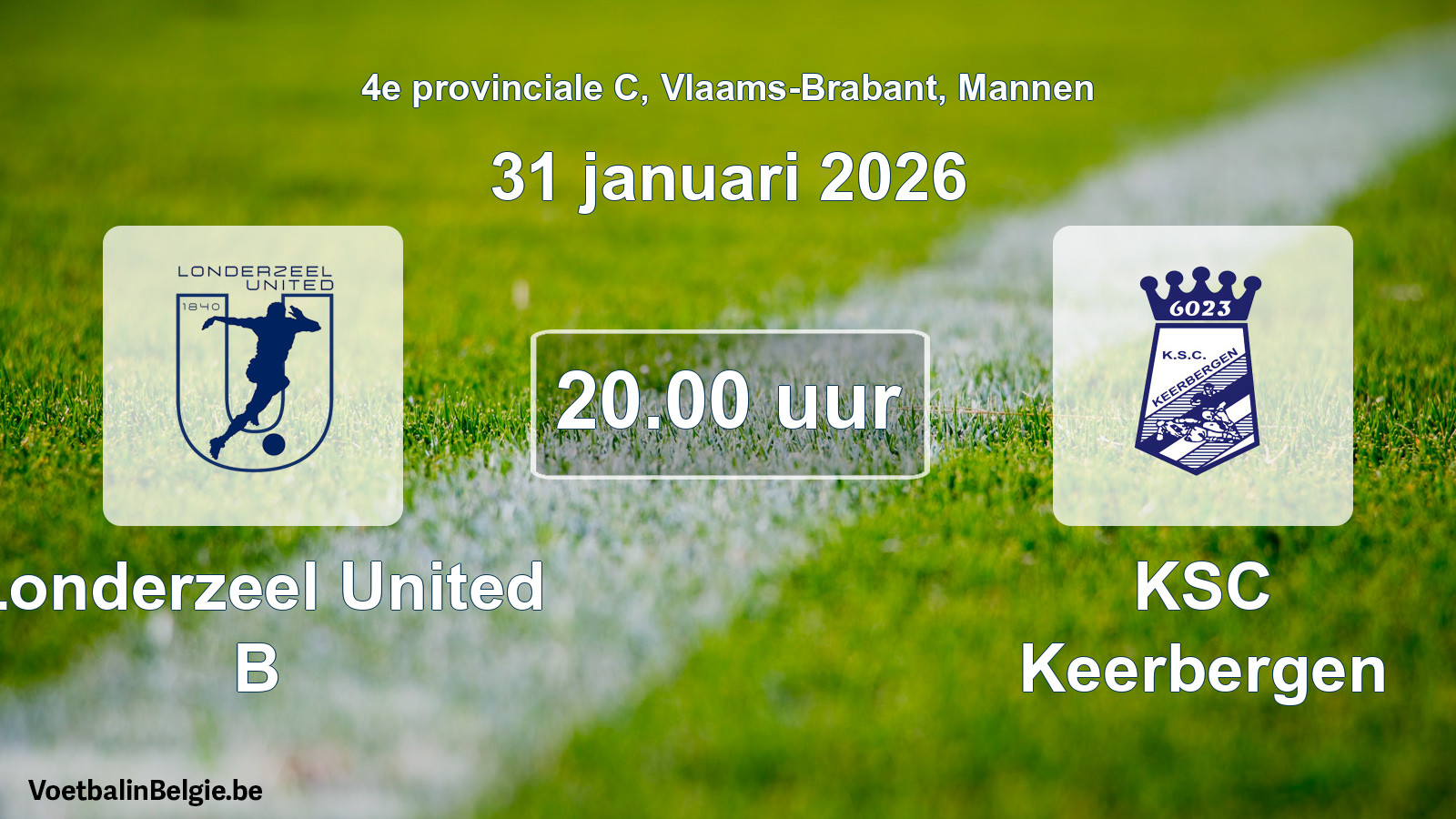 Geplantes Spiel männer-Fußball: Londerzeel United B - KSC Keerbergen (31 Januar 2026)