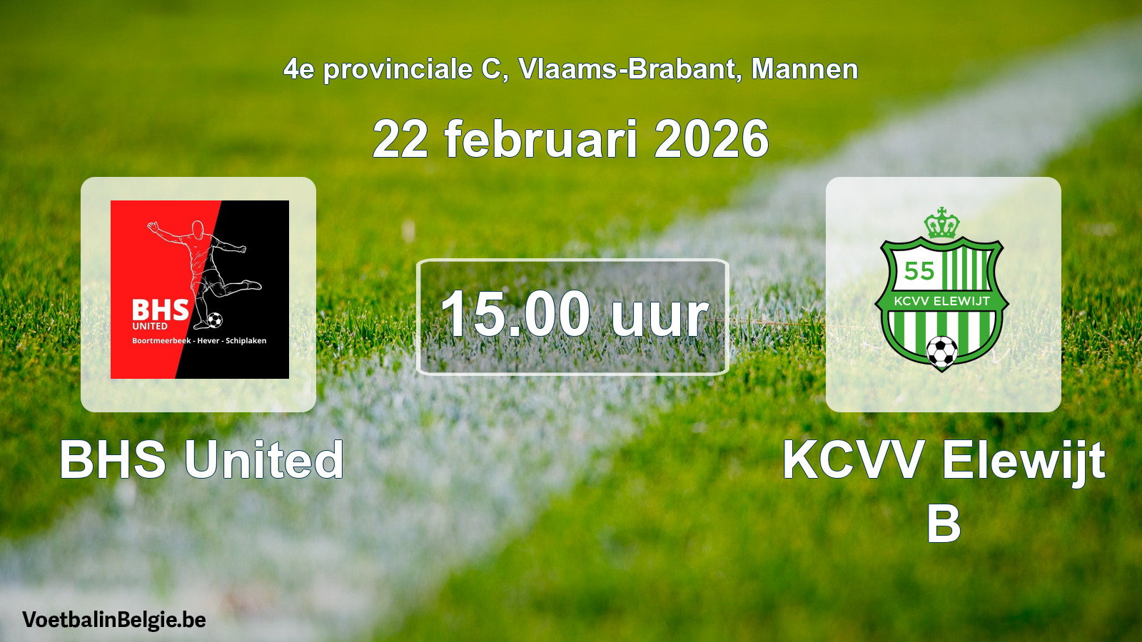 Geplantes Spiel männer-Fußball: BHS United - KCVV Elewijt B (22 Februar 2026)