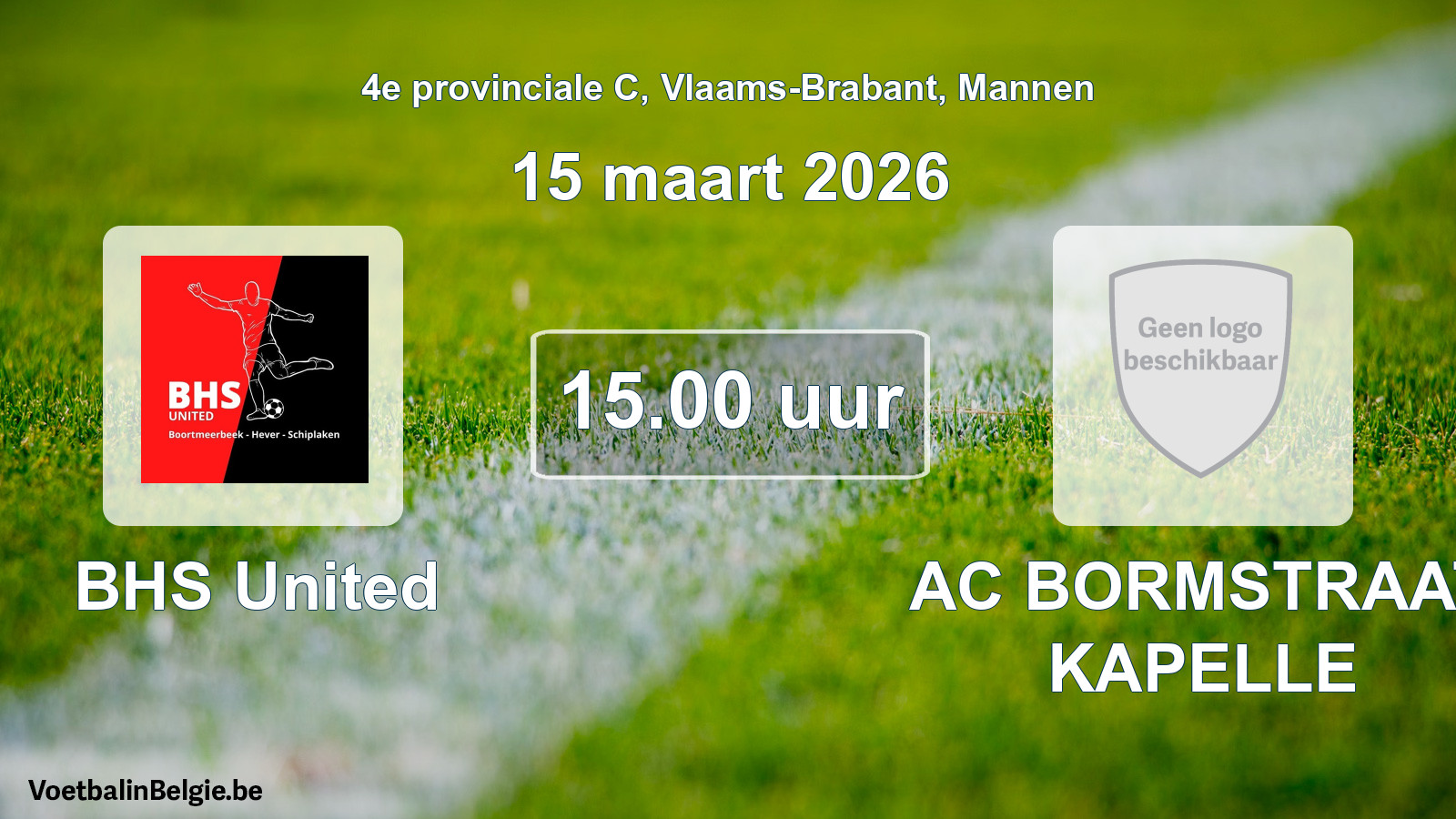 Scheduled match men football: BHS United - AC BORMSTRAAT KAPELLE (15 March 2026)