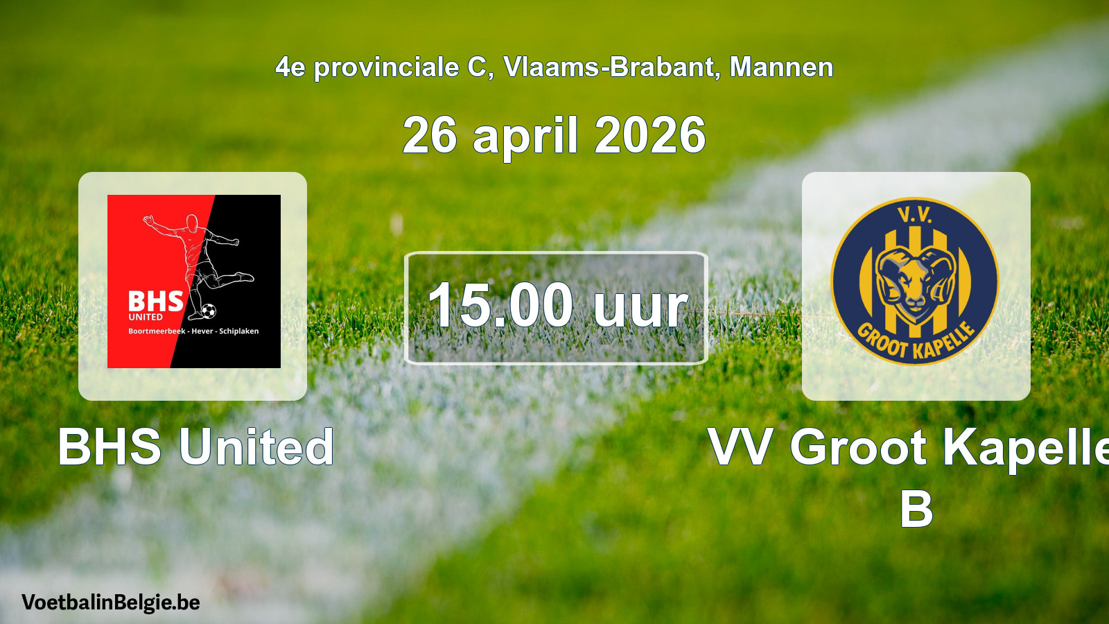 Scheduled match men football: BHS United - VV Groot Kapelle B (26 April 2026)