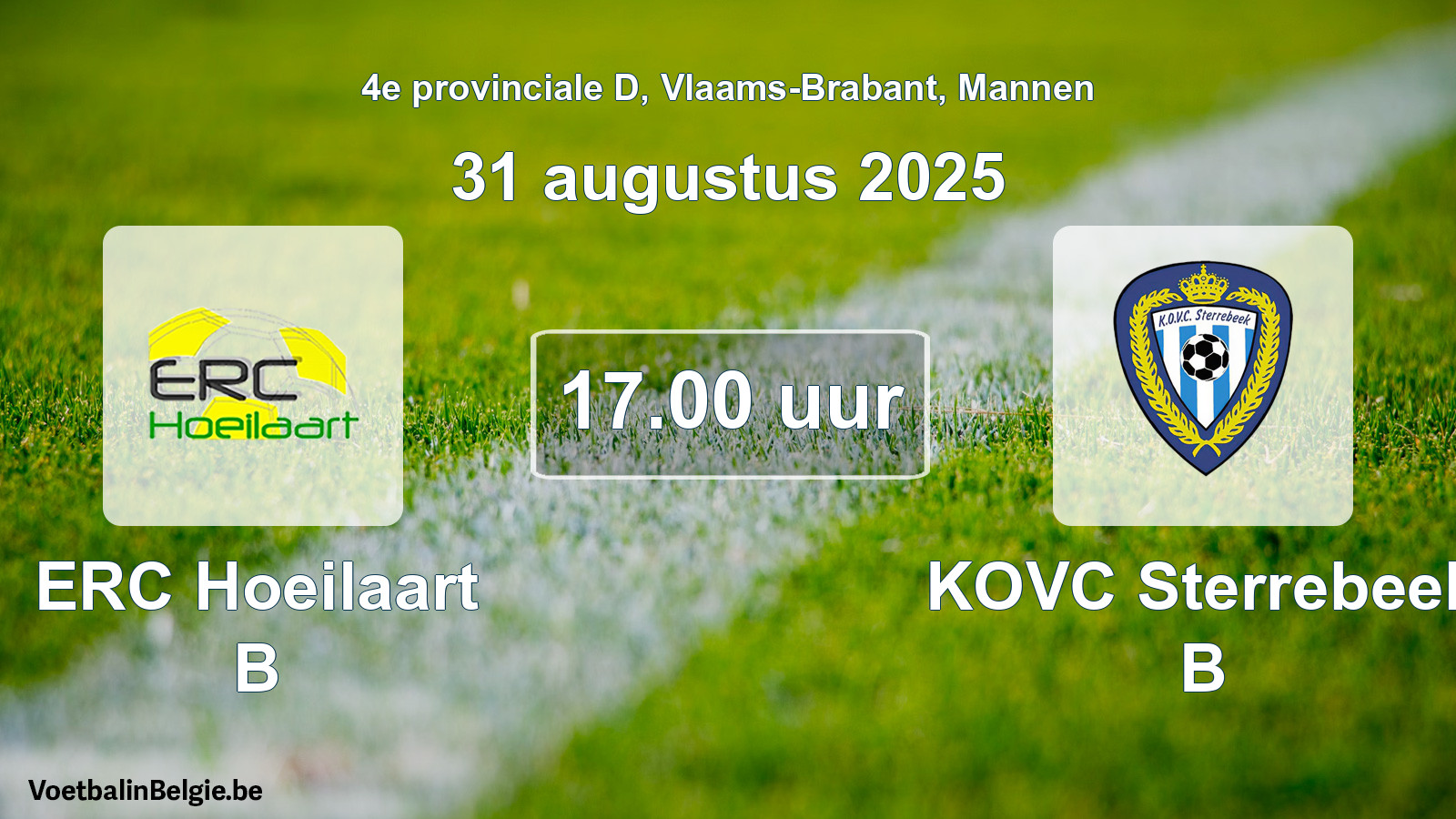 Scheduled match men football: ERC Hoeilaart B - KOVC Sterrebeek B (31 August 2025)