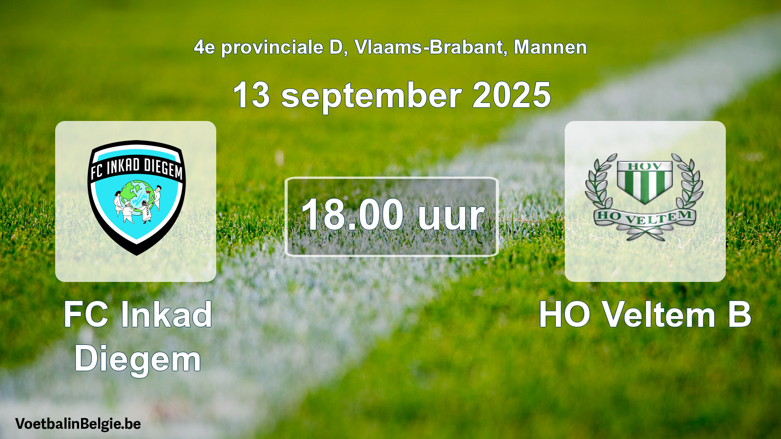 Scheduled match men football: FC Inkad Diegem - HO Veltem B (13 September 2025)