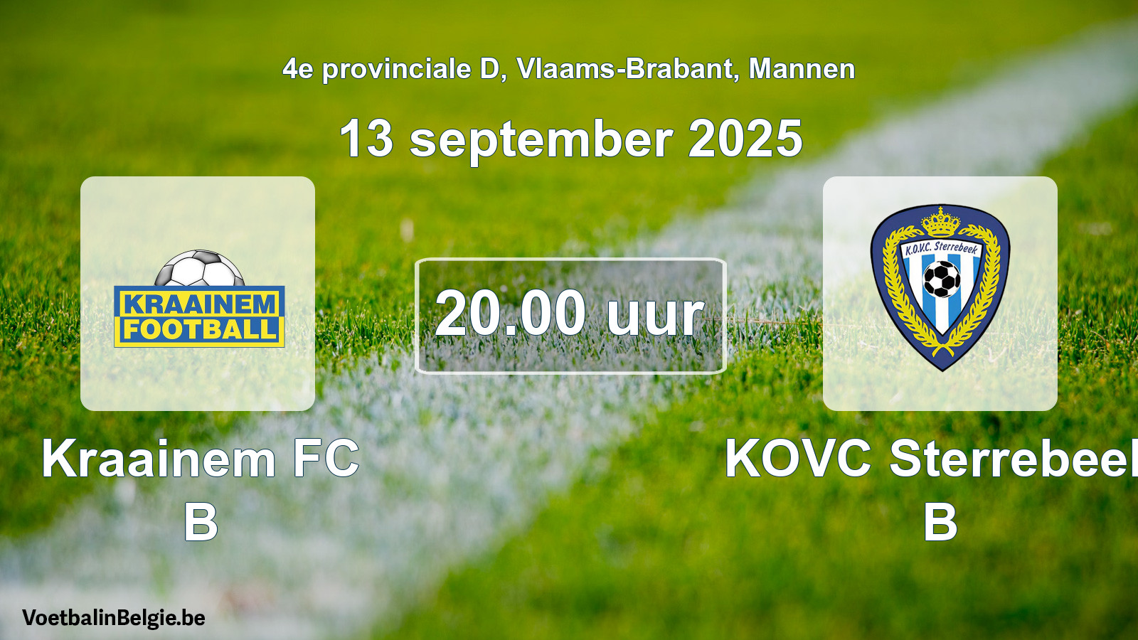 Scheduled match men football: Kraainem FC B - KOVC Sterrebeek B (13 September 2025)