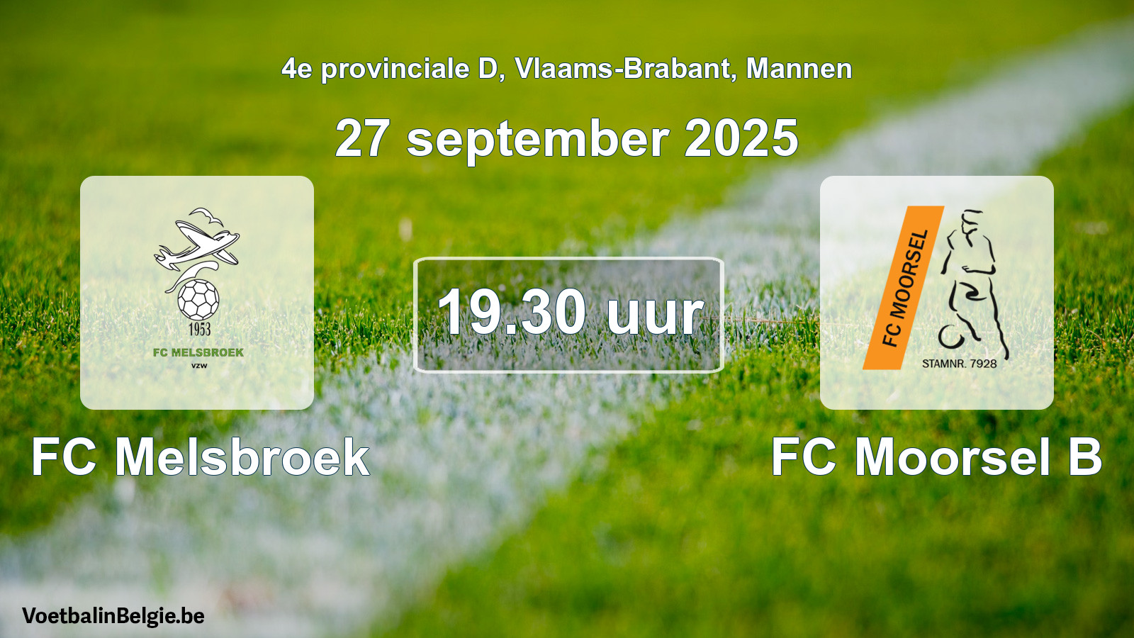 Scheduled match men football: FC Melsbroek - FC Moorsel B (27 September 2025)