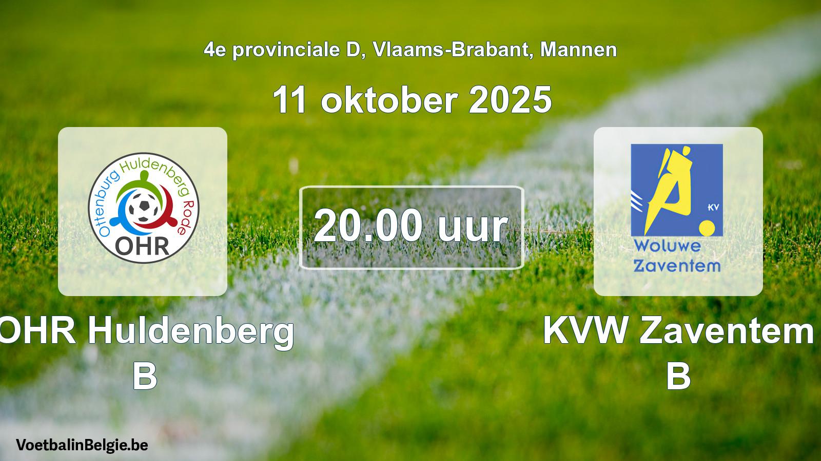 Scheduled match men football: OHR Huldenberg B - KVW Zaventem B (11 October 2025)