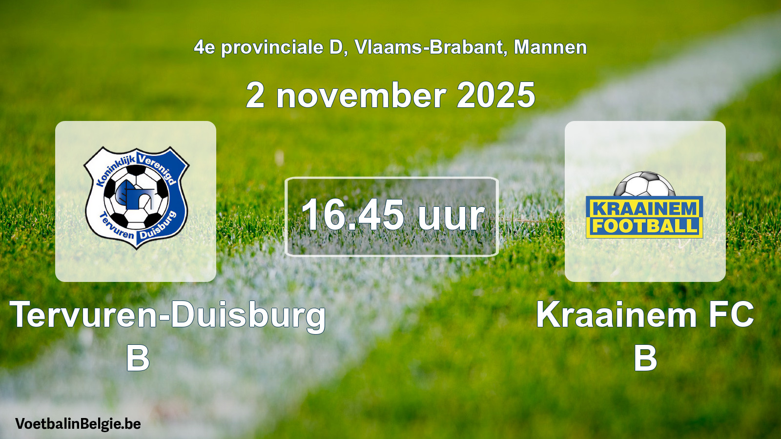 Scheduled match men football: KV Tervuren-Duisburg B - Kraainem FC B (2 November 2025)