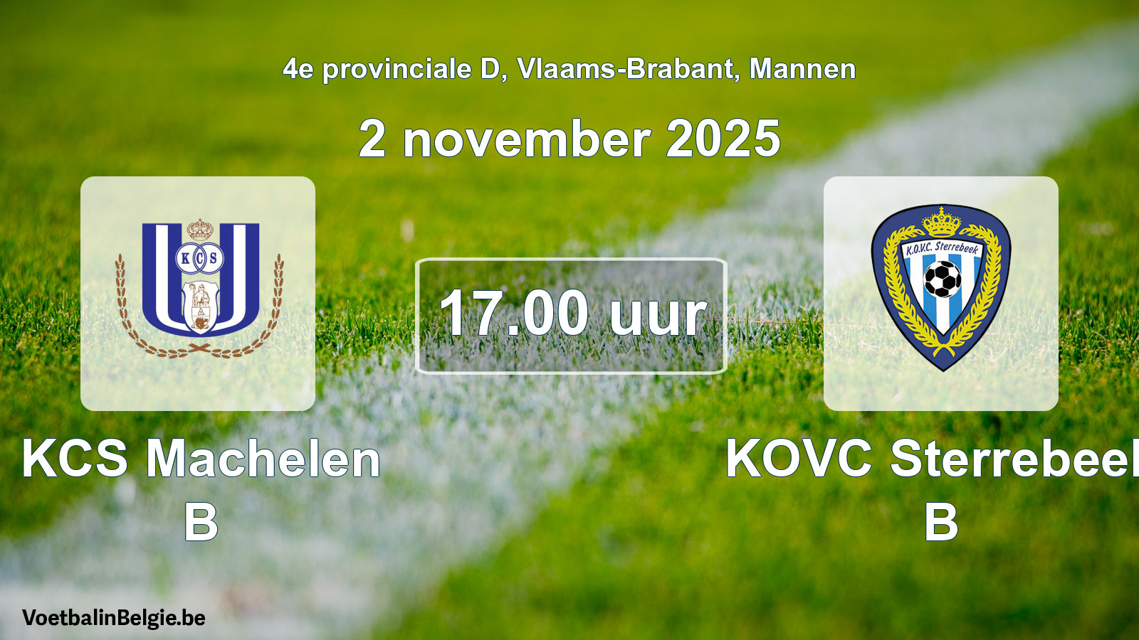 Scheduled match men football: KCS Machelen B - KOVC Sterrebeek B (2 November 2025)