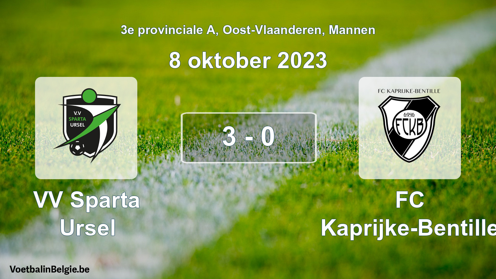 Gespeelde wedstrijd mannenvoetbal: VV Sparta Ursel - FC Kaprijke-Bentille 3 - 0 (8 oktober 2023)