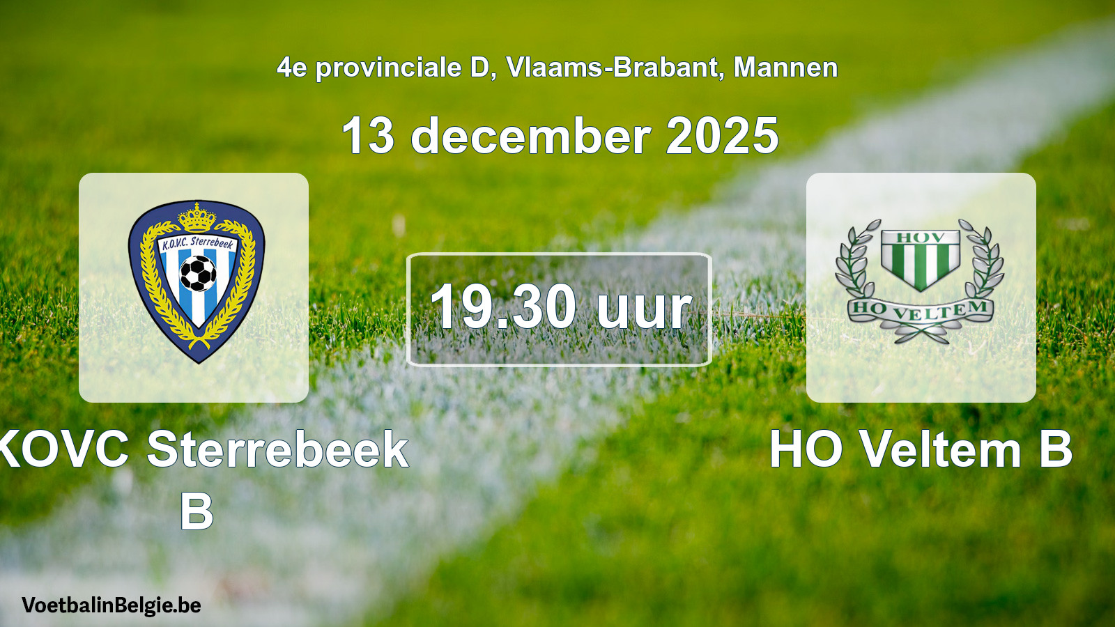 Scheduled match men football: KOVC Sterrebeek B - HO Veltem B (13 December 2025)
