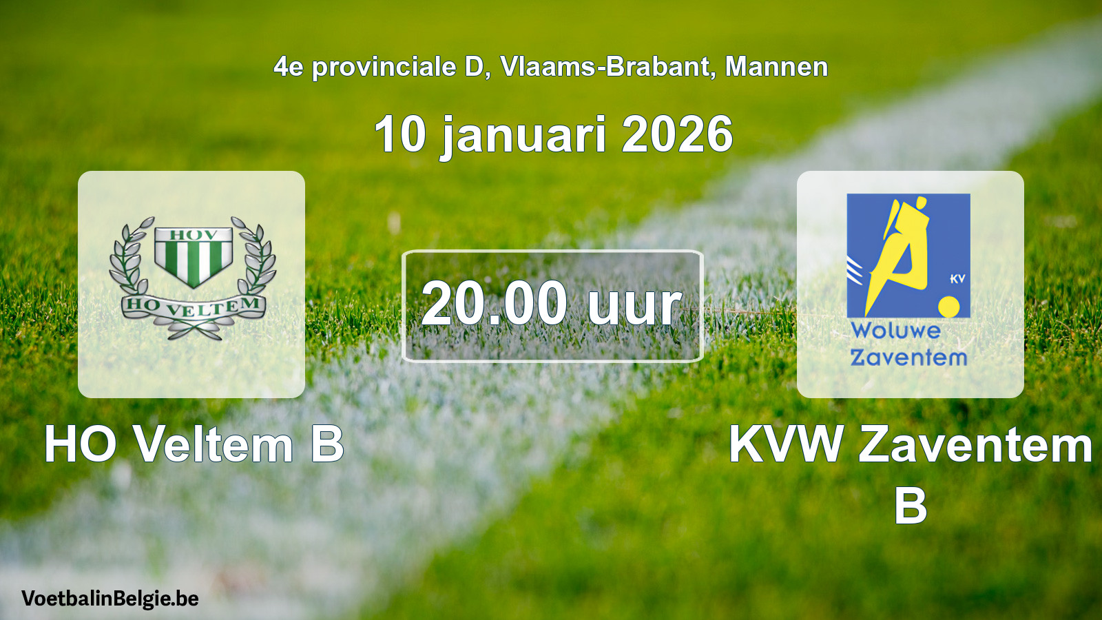 Scheduled match men football: HO Veltem B - KVW Zaventem B (10 January 2026)
