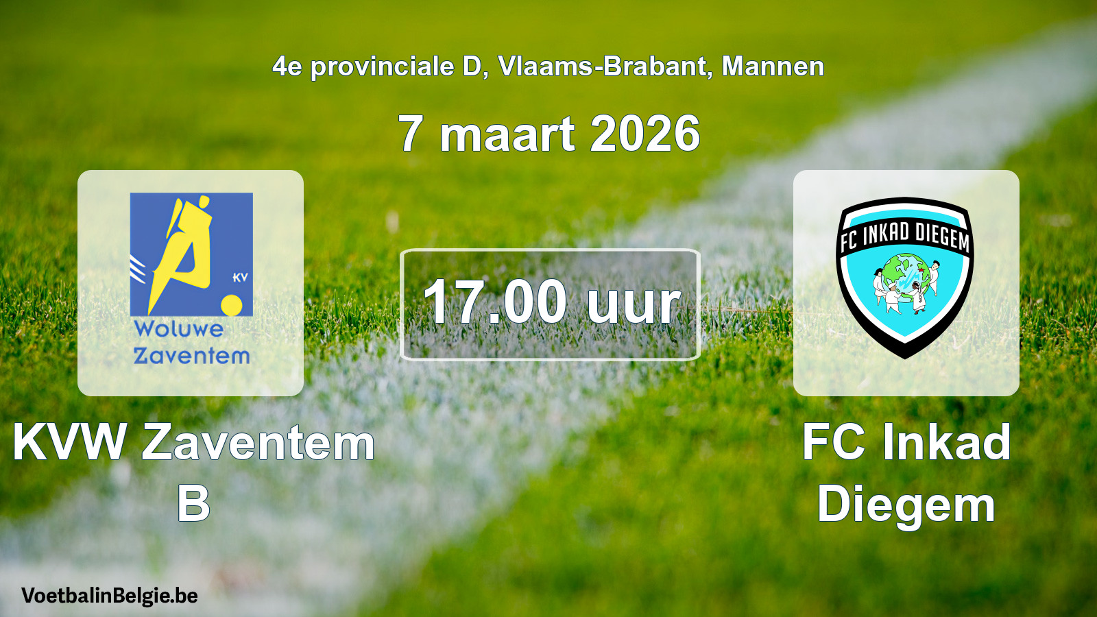 Scheduled match men football: KVW Zaventem B - FC Inkad Diegem (7 March 2026)