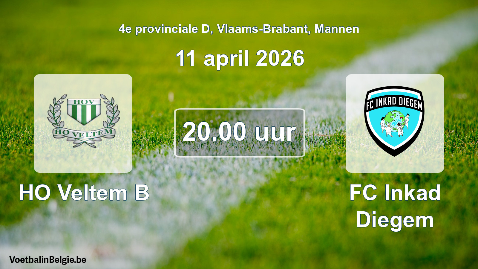 Scheduled match men football: HO Veltem B - FC Inkad Diegem (11 April 2026)
