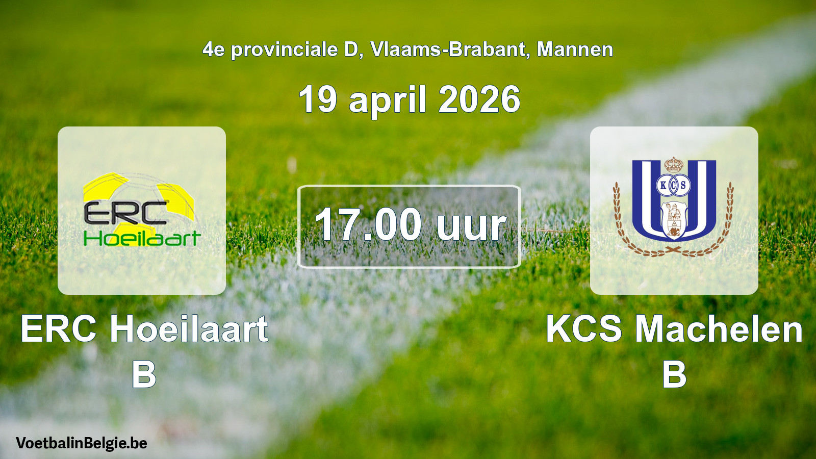 Scheduled match men football: ERC Hoeilaart B - KCS Machelen B (19 April 2026)