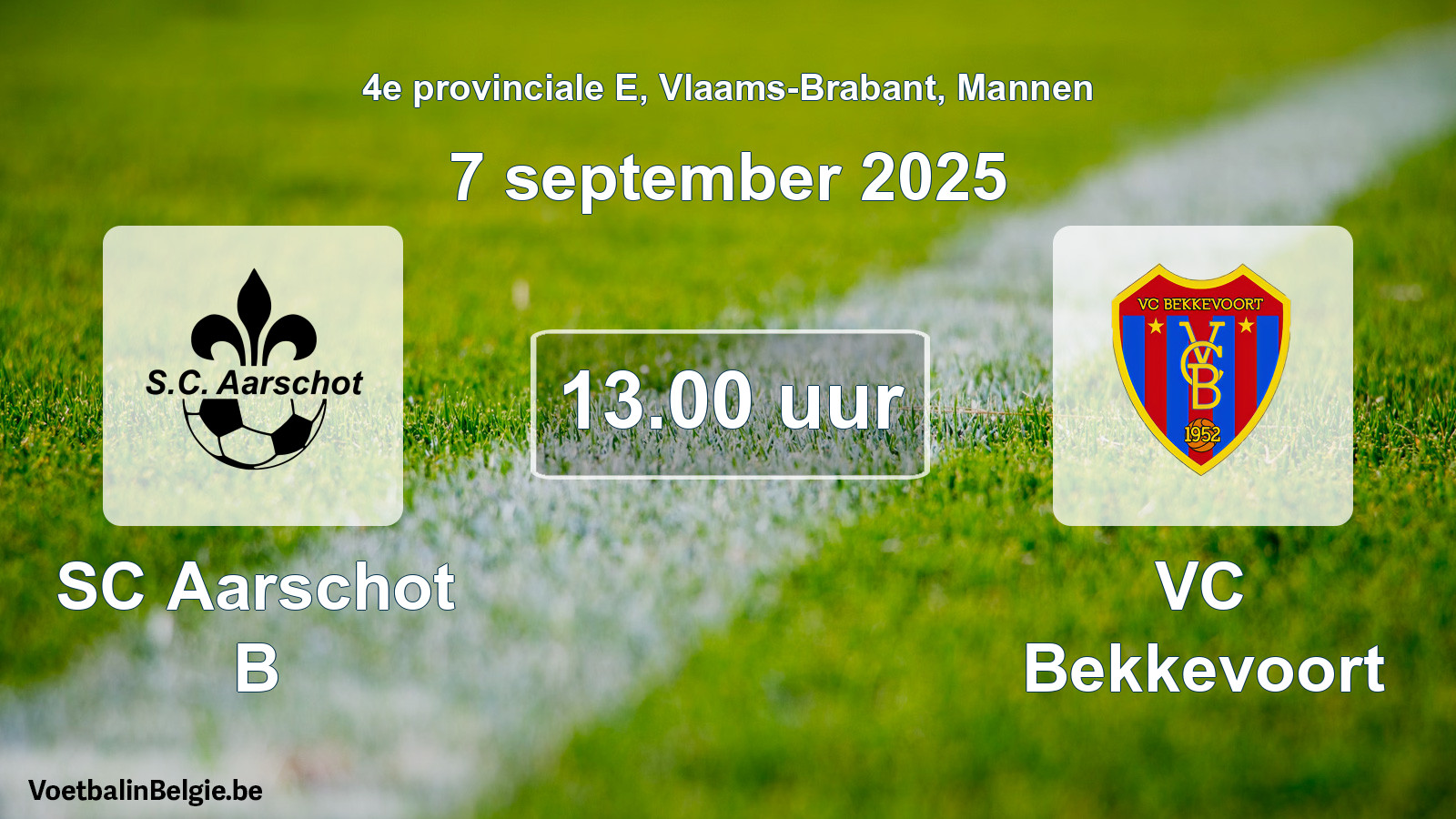 Scheduled match men football: SC Aarschot B - VC Bekkevoort (7 September 2025)