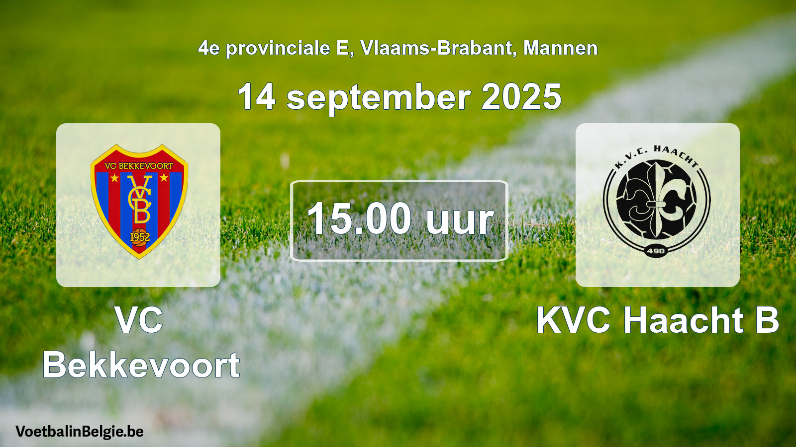 Geplande wedstrijd mannenvoetbal: VC Bekkevoort - KVC Haacht B (14 september 2025)