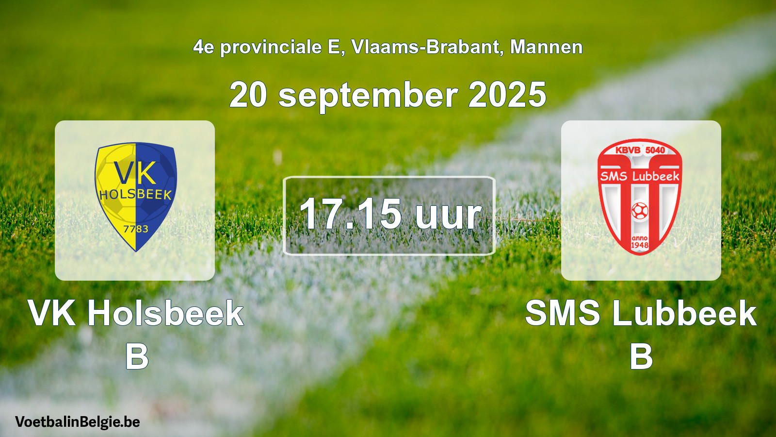 Geplantes Spiel männer-Fußball: VK Holsbeek B - SMS Lubbeek B (20 September 2025)